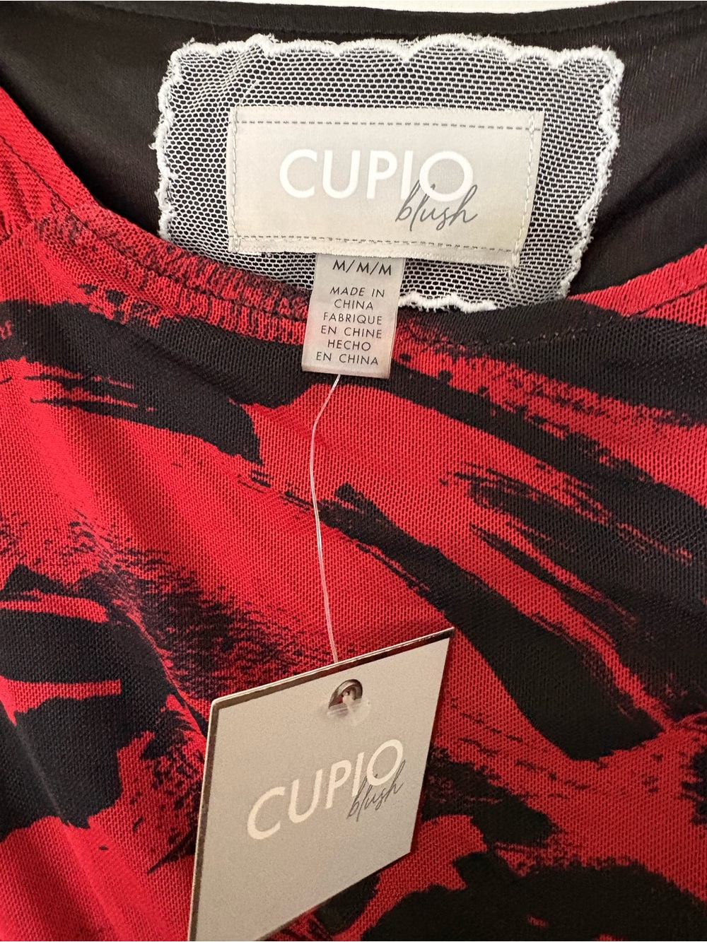Cupio Blush Red and Black Maxi Dress Form Fitting